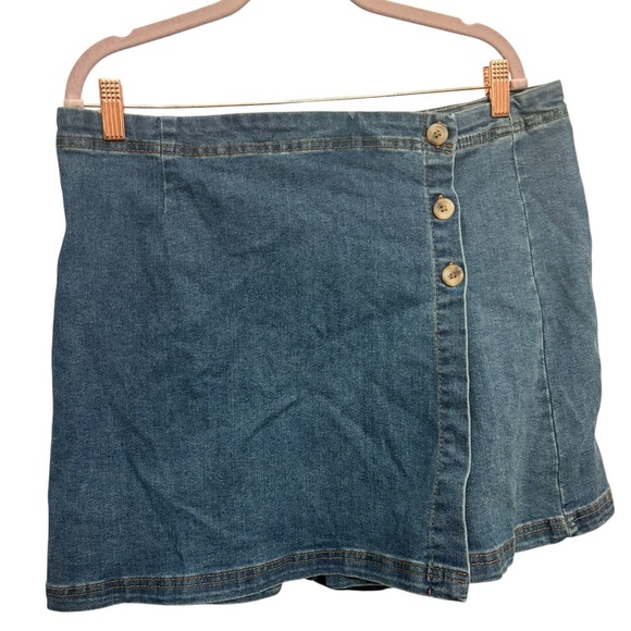 Denim Button-Front Skirt - Picture 1 of 2